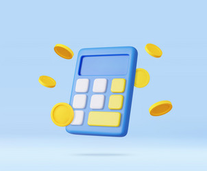 3d calculator with floating coin vector image