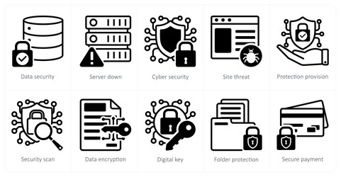 a set of 10 security icons as data vector image