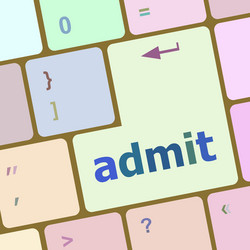 Admit sign button on keyboard with soft focus vector