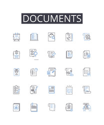 documents line icons collection encryption vector