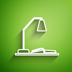 white line workplace with table lamp and open book vector image