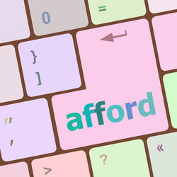 Afford word on computer pc keyboard key vector