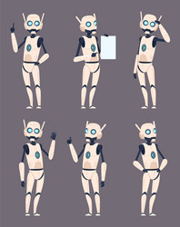 Android Robots in Various Poses vector image