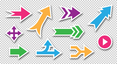 arrow stickers pointer icons round button vector image