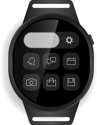 circular smartwatch interface with app grid vector image