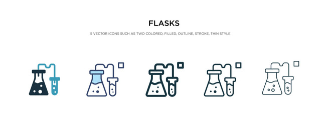 Flasks icon in different style two colored vector