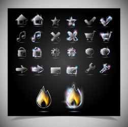 Glass glowing icons for web vector