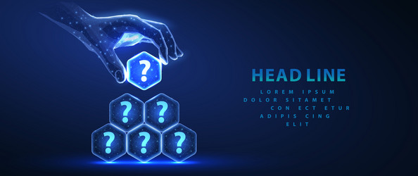questions pile question mark icons on hexagons vector image