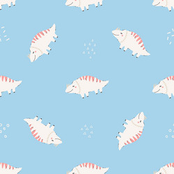 seamless pattern with cute triceratops dinosaurs Vector Image