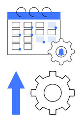 calendar with notifications and gears representing vector image