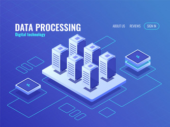 concept big data storage and backup isometric vector image