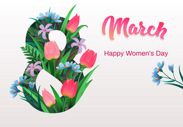 Happy Women's Day Card - Floral Vector Image