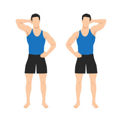 man doing side push neck stretch exercise while vector image