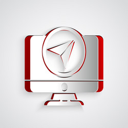 paper cut computer monitor and folded map vector image