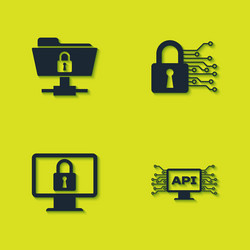 set ftp folder and lock computer api interface vector image