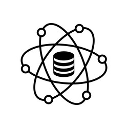data science icon with atom and database symbol vector image