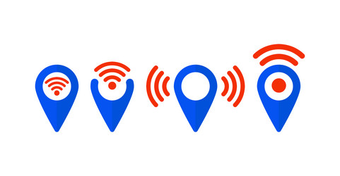 pointer map with wifi internet signal connection vector image