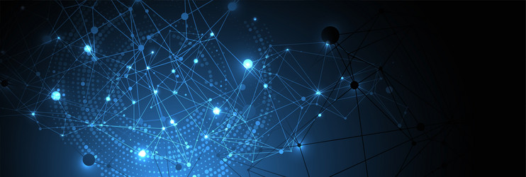 polygonal science background with connecting dots vector image