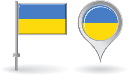 ukrainian pin icon and map pointer flag vector