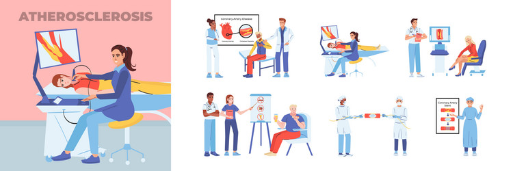 Atherosclerosis Round Compositions Set Royalty Free Vector