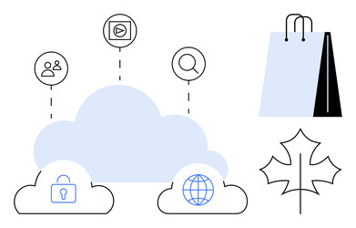 cloud technology with security global access vector image