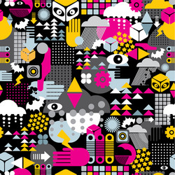 Abstract Pattern with Eyes & Stars vector image