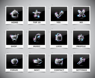 Glass glowing icons for web vector