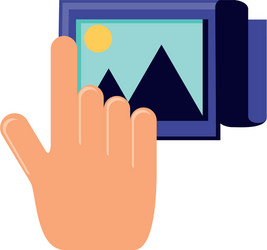 Hand with picture file isolated icon vector