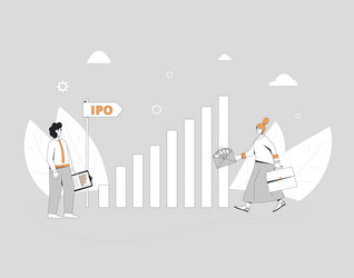 ipo concept initial public offering color line vector