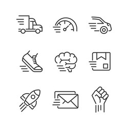 motion and speed pixel perfect linear icons set vector image