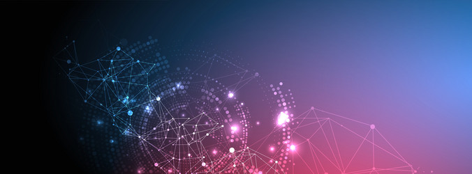 polygonal science background with connecting dots vector image