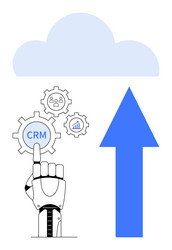 robotic hand interacting with crm tools and cloud vector image