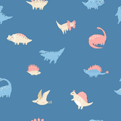 seamless pattern with hand-drawn cute dinosaurs Vector Image
