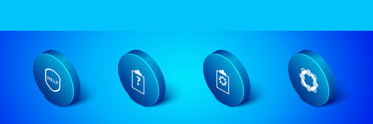 set isometric shield with text help checklist 24 vector image