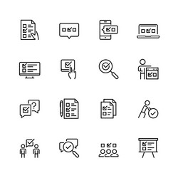 survey or test icon set in thin line style vector image