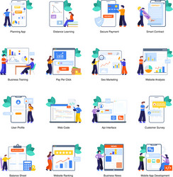 Business and seo flat pack vector