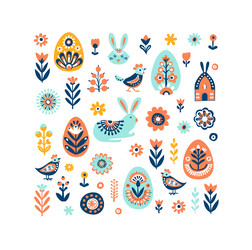 simple easter scandinavian pattern with bunny vector image