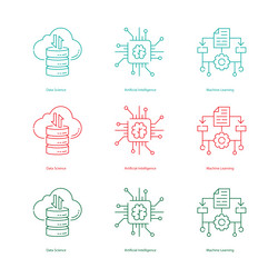 artificial intelligence ai machine learning ml vector image