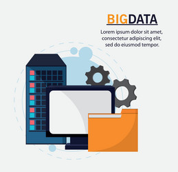 big data center base and web hosting icon set vector image