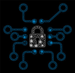 bright mesh network cryptography with flare spots vector image