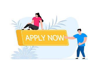 people press button with text apply now click vector image