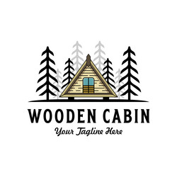 premium wooden cabin and pine forest logo design Vector Image