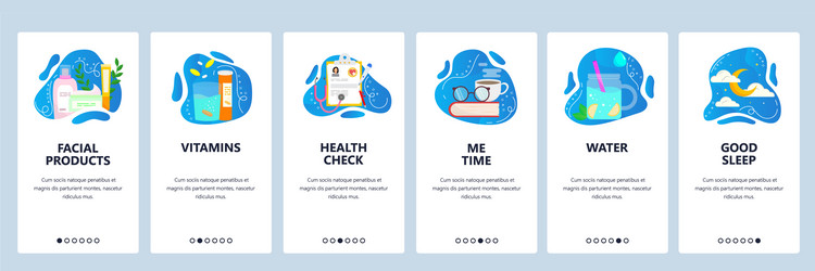 self care website and mobile app onboarding vector