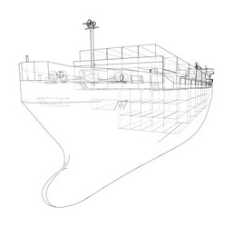 Cargo ship with containers vector