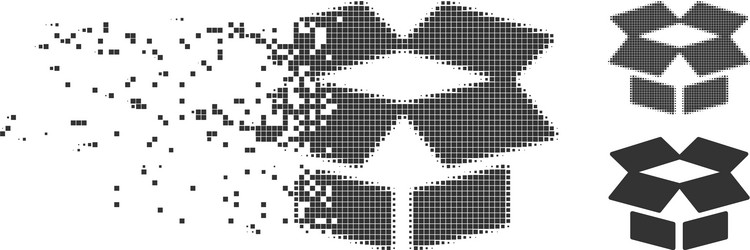 decomposed pixel halftone open box icon vector image
