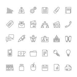 Line business office and finance icons 2 vector