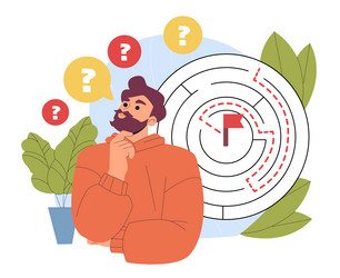man looking for exit young guy trying to solve vector image