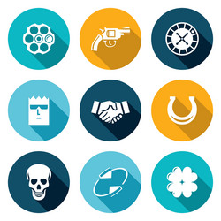 russian roulette game icons set vector