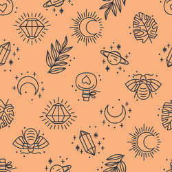 seamless pattern with mystical boho elements vector image
