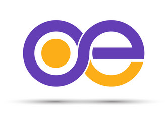 stylized lowercase letters o and e are linked vector